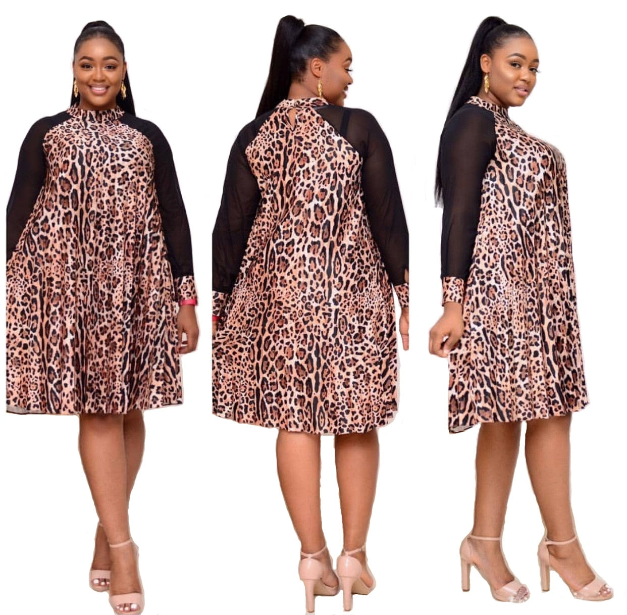 2019 Leopard African Dresses For Women African Clothes Africa Dress Dashiki Ladies Clothing Ankara Africa Dress