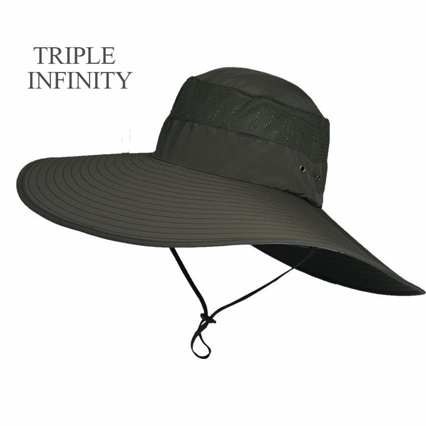 New Summer Sun Hat For Man Outdoor Quick-drying Sun-proof Men's Panama Hat Fishing Breathable Male Large Wide Brim Bucket Hats