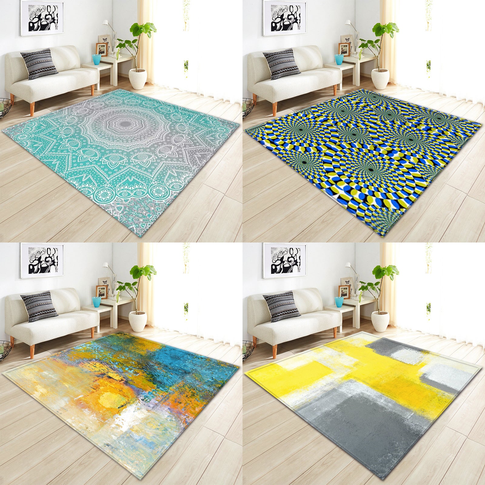 TONGDI BOHO Carpet Anti-skid Modern Elegant Artistic Printing Mat Soft Rug Luxury Decor For Home Parlour LivingRoom Bedroom
