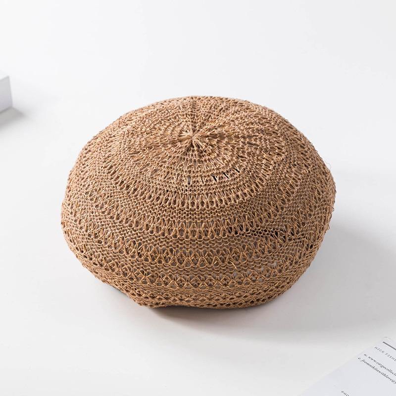 2021 Summer Beret Hats For Women Flat Cap Knit Hollow lace beret Hats Lady Girl Berets Hat Bone Female Tocas Painter Hat sun cap - Surprise store