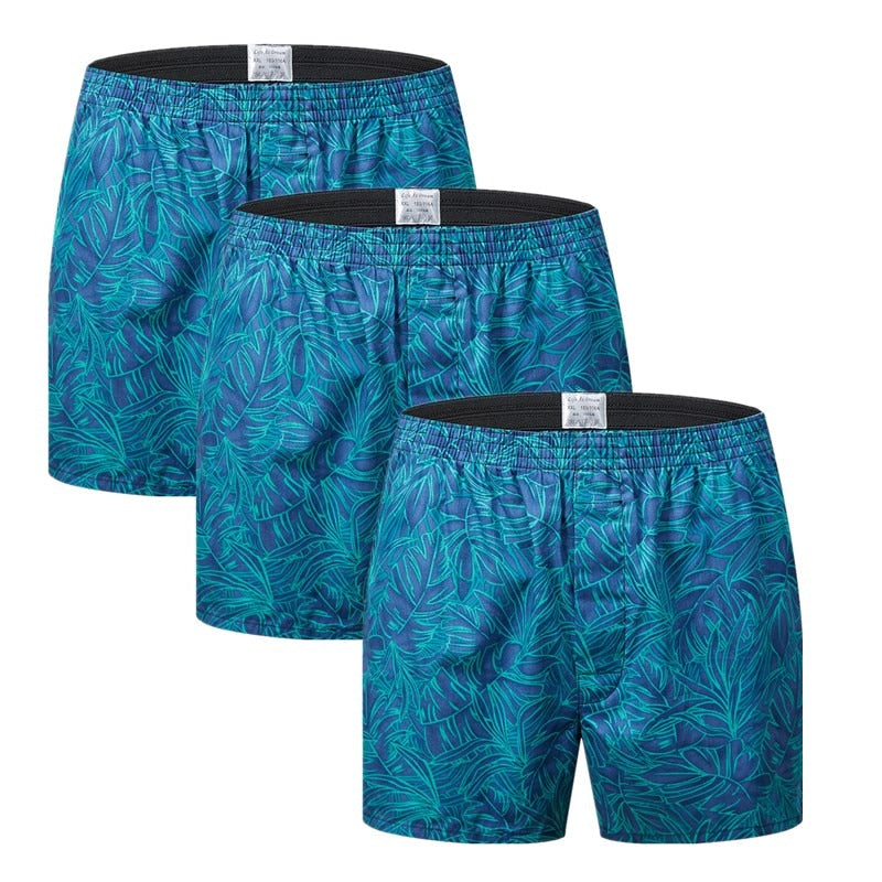 3pack Classic prited Boxers Cotton Mens Underwear Trunks Woven Homme Arrow Panties Boxer with Elastic Waistband Shorts Loose men