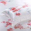 19mm Duvet Cover Queen 100% Silk 4pcs Bedding Set Printed Soft and Breathable with Zipper Closure & Corner Ties Pink White