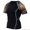 Compression T-shirt Men Running Tights Lycra Tee Shirt Male Bodybuilding Top Black Tees Men's Clothing Short Sleeve T-shirt - Surprise store