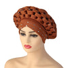2021 Muslim Latest Shinning Sequins Headties Turban Cap for Women Ready To Wear Head Wraps African Auto Geles Headtie Bonnet