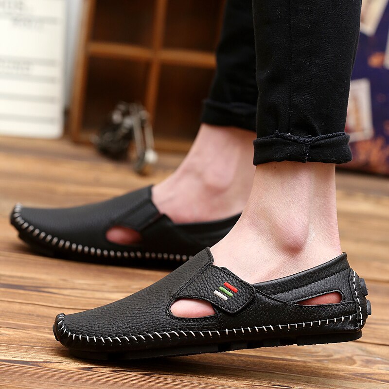 Genuine leather Sandals Men Leather shoes Men'S Sandals Male Comfortable Summer shoes Men Outdoor Beach Casual Shoe Big Size 47