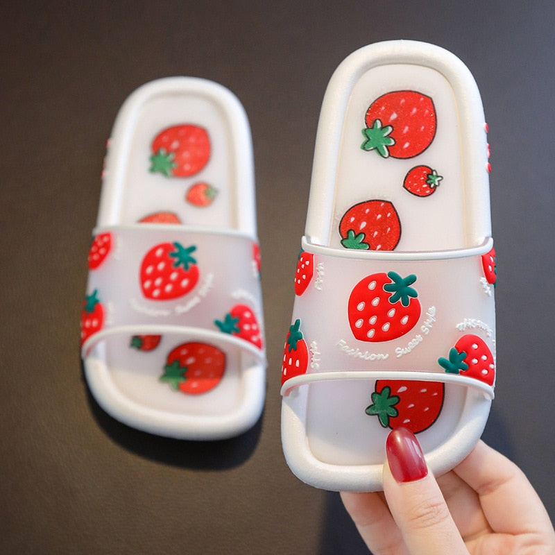Cartoon Fruit Slippers Kids Boy Girl Summer Outdoor Sandals Baby Cute Indoor Bedroom Shoes Antiskid Bathroom Slippers for Shower
