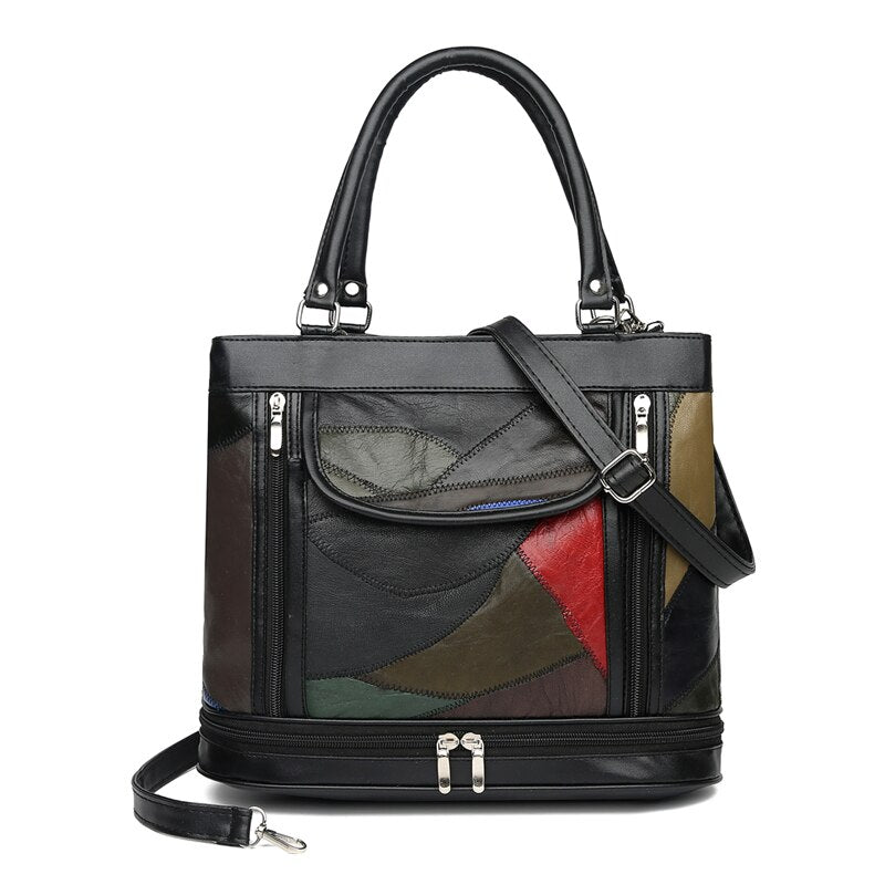 Luxury Sheepskin Bags for Women 2021 Fashion Patchwork Handbags Ladies Genuine Leather Shoulder Crossbody Bag High Quality Sac
