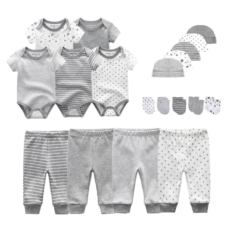 2021 Solid Unisex New Born Baby Boy Clothes Bodysuits+Pants+Hats+Gloves Baby Girl Clothes Cotton Clothing Sets Roupa de bebe