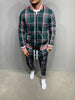 Muscle brothers 2021 new 3D printing retro men's casual sports stripe Plaid suit
