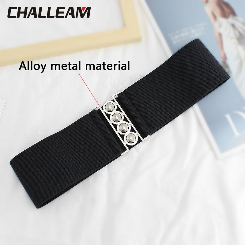 Women's wide belt female designer thick body belt belt fashion elastic dress female luxury white belt elastic red waist 19