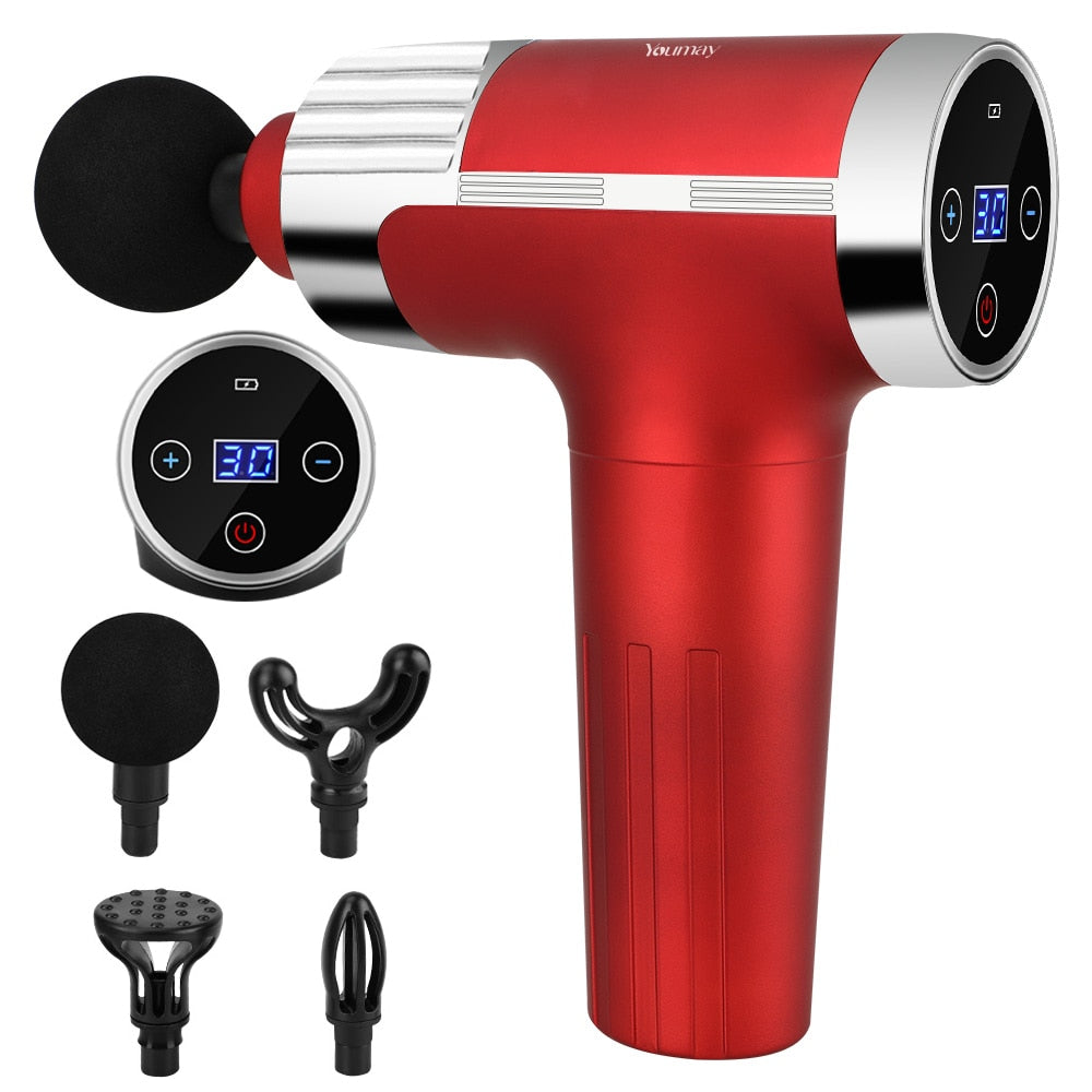 Youmay Mini Massage Gun Muscle Massager LCD Display Body Deep Tissue Fascia Gun Pain Relief Relaxation Slimming Shaping