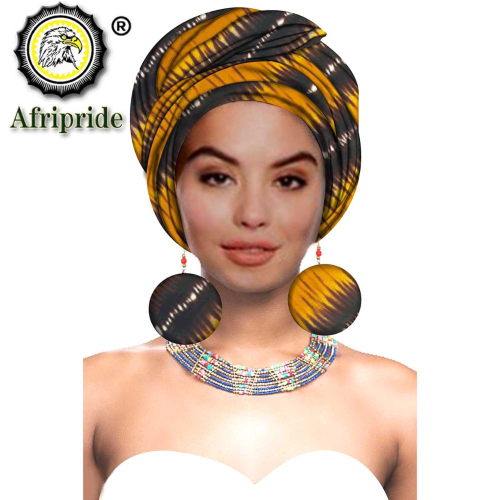 African Turbans African Headwraps for Woman African Headscarf Nigerian Headtie with Matching Earring Dashiki Ankara Wax S20H004