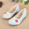 Veowalk New Flower Embroidered Women Breathable Flats Slip On Cotton Fabric Linen Comfortable Old Peking Ballerina Flat Shoes