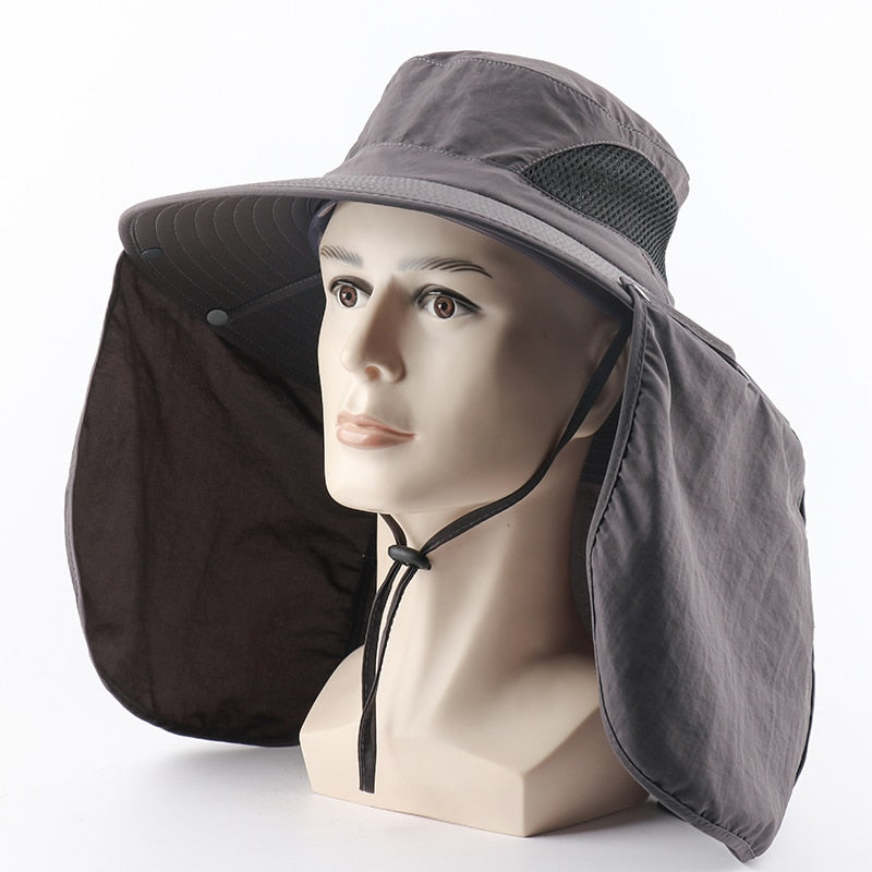 CAMOLAND 2 IN 1 Summer UPF50+ Sun Hats Women Mens Waterproof Fishing Hat With Neck Flap Hiking Cap Outdoor Bucket Hat