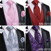 Hi-Tie Silk Adult Men's Vest for Suit Luxury Paisley Floral Plaid Suit Vest and Tie Set Blue Gold Red Sliver Wedding Vest Men