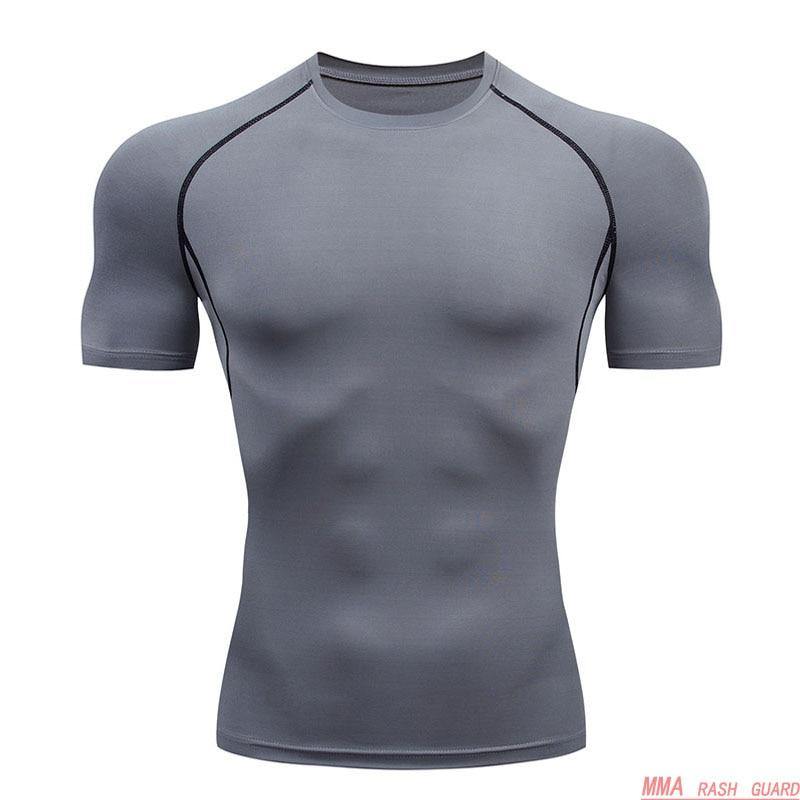 Compression T-shirt Men Running Tights Lycra Tee Shirt Male Bodybuilding Top Black Tees Men's Clothing Short Sleeve T-shirt - Surprise store