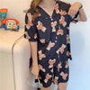 Summer Girl Sweet And Cute V-Neck Short-Sleeved Shorts Thin Suit Comfortable Silk Women's Home Service 2Piece Set Female Pajamas