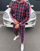Muscle brothers 2021 new 3D printing retro men's leisure sports men's suit Plaid stripe coat Long pants men's suit