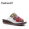 Wedge Heel Women Slippers Summer Women shoes Retro Stitching Low Beach Open Peep Toe Sandals 3 colors Shoes Slides woman shoes