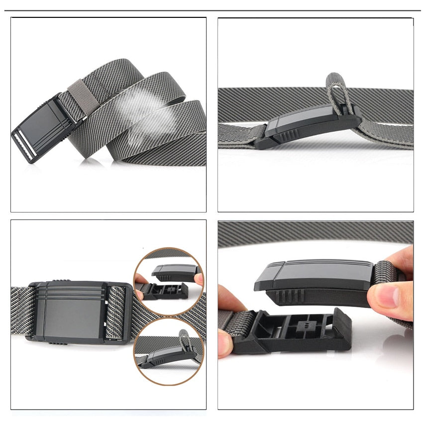 New Elastic Belt For Men Slide Metal Magnetic Buckle Adjustable Male Trousers Belts Military Combat Tactical Belts High Quality