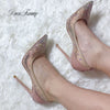 Doris Fanny good quality Crystals Nude Wedding shoes sexy party stiletto high heels large size pumps women shoes
