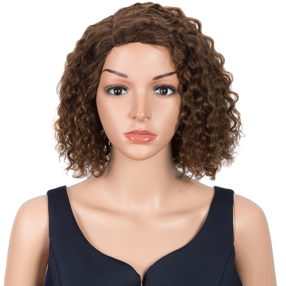 Trueme Short Water Wave L Part Lace Human Hair Wigs Remy Brazilian Lace Part Wig Pixie Cut Short Bob Curly Wigs For Black Women