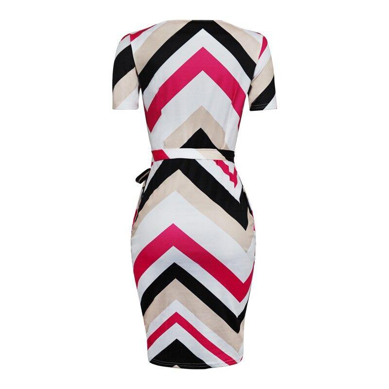 Plus Size Women Autumn Winter Work Office Business Belted Pencil Dress Casual Front Zipper Patchwork Sheath Bodycon Midi Dress - Surprise store
