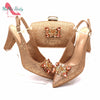 Fashionable African Shoes and Bag Set Italian Women Fuchsia Color Nigerian Shoes with Matching Bags for Royal Wedding Party