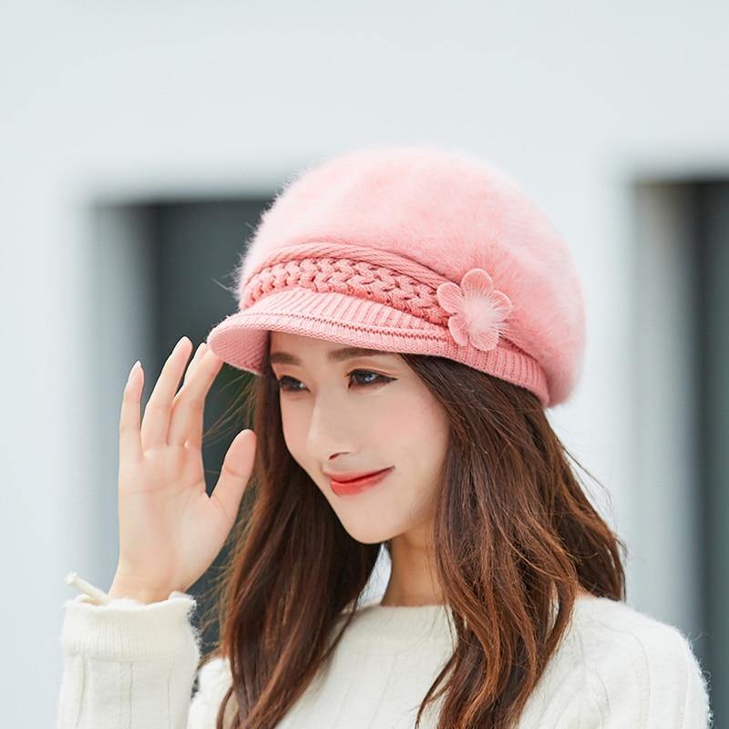 Hot Women Rabbit Fur Knitted Hats Casual Solid Color Autumn girls Winter Hat Female Bonnet Caps Boina Feminino - Surprise store