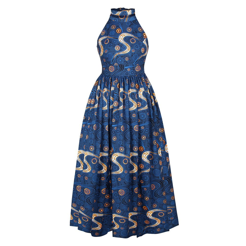MD Plus Size Sleeveless Dress 2021 New African Clothes Ankara Dashiki Print Dress Fashion Party Dresses for Women Robe Africaine