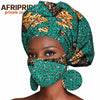 African Headwrap Earrings Hair Accessories Scarf Bonnet Ankara Wax Fabric Head Turban African Headscarf Mask Match Print A20H004