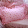 48x74cm Pink Twin Heart Rabbit Pillow Case Cover Cotton Hairball Ruffle Pillowcase Girl Cute Bedding Toy Home Decor