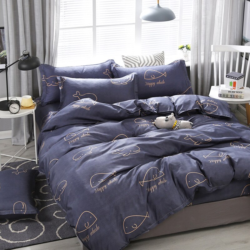 Classic Black White Grid Bedding Set Fashion Polka Dot Double Bed Linens Cover Set Quilt Pillowcase Shinging Star Pattern