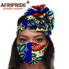 African 2 Piece for Women Headband Headwear Floral Turban Head Scarf Ladies Head Wrap Hair Accessories Match Print Mask A20H015