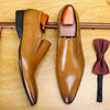 Classic Pointed Toe Business Men's Dress Shoes Genuine Leather Formal Wedding Shoes Slip On Office Oxford Shoes For Men A42 - Surprise store