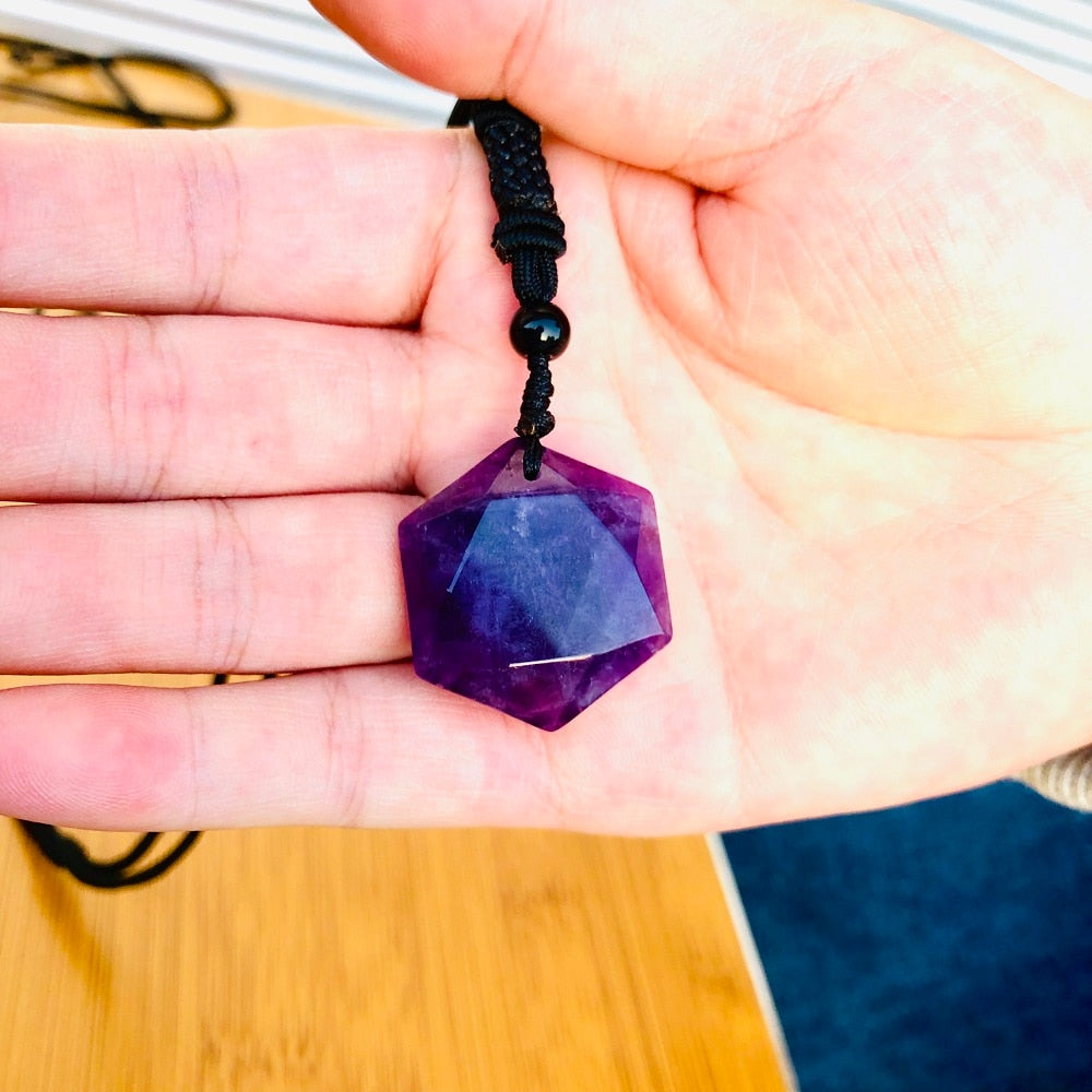 Natural Amethysts Star of David Necklaces for Women New Wealth Pendant Necklaces Men Amulet Pendant Energy Stone Judaism Jewelry