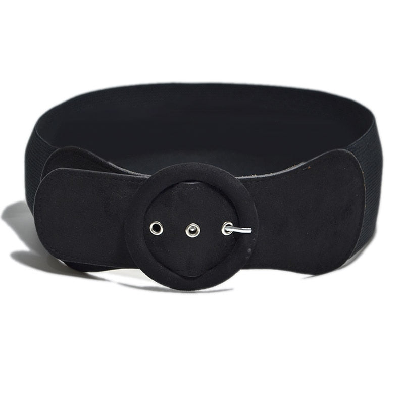 Women's Fashion Suede Elasticated Belt Down Jacket Wide Belt Good Matching lady's Dress Pin Buckle Girdle Buckle Soft waistband