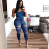 Women High Waist Casual Jeans Fashion Washed Distressed Denim Pants Stretch Skinny Slim Sexy Jeans Lady Denim Pencil Pants