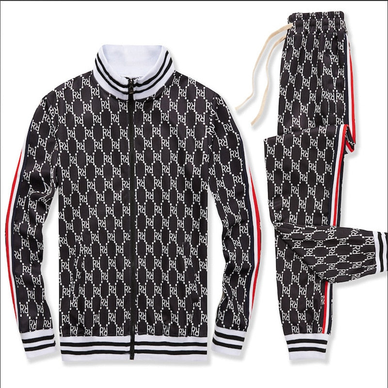 2021 spring and autumn new men's leisure suit, European and American style, the same fashion, handsome and sports zipper suit