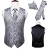 Hi-Tie 11 Kinds Silk Men's Waistcoat and Tie Set Business Wedding Vests With Necktie Hankerchief Cufflinks Floral Paisley Slim