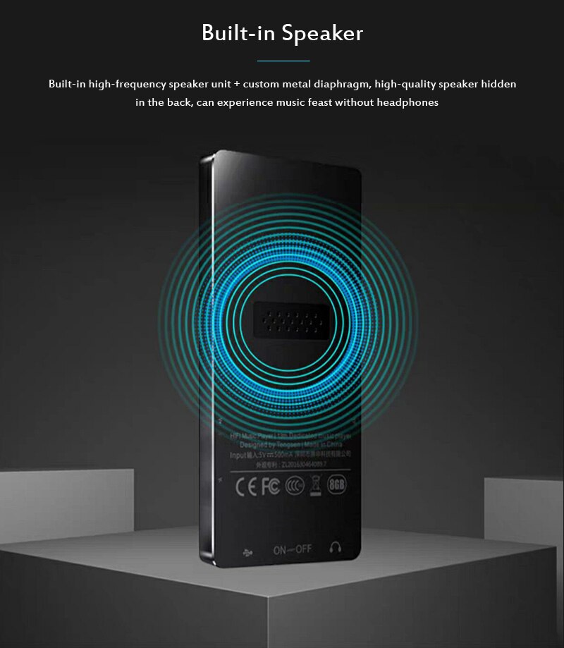2021 New Bluetooth MP3 Music Player 8GB 16GB 32GB Touch Key SD Card Insert FM Radio Multiple Language Luxury Metal HiFi Player
