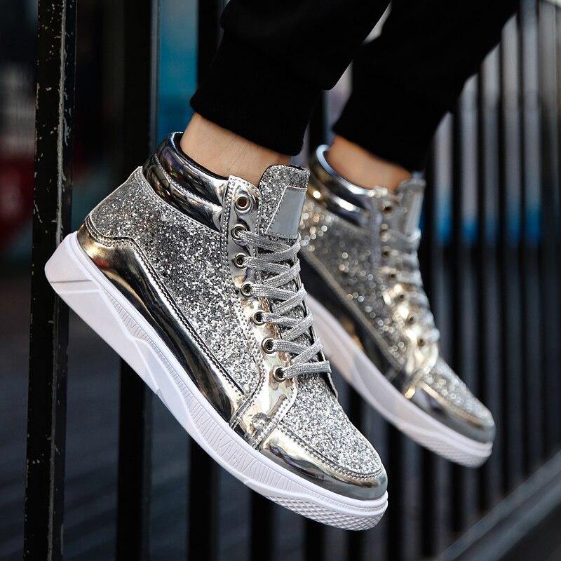 Women Shoes Gold Sneakers Shining Fashion Trainers Women Shoes Casual Lace-Up Tenis Feminino Zapatos De Mujer Womens Sneakers - Surprise store