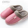 Men's slippers Home Winter Indoor Warm Shoes Thick Bottom Plush Waterproof Leather House slippers man Cotton shoes 2020 New - Surprise store