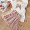 Bear Leader Girls Clothing Sets New Summer Sleeveless T-shirt+Print Bow Skirt 2Pcs for Kids Clothing Sets Baby Clothes Outfits