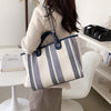 New Women Tote Bag Fashion Linen Large Striped Handbag Chains Shoulder Bags Ladies Big Messenger Bag Shopping Bag