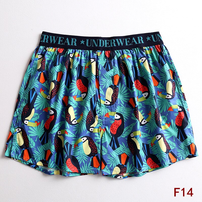 1pcs Homewear Boxer Briefs Men Plus Size Cotton Underwear Male Cartoon Print Loose Sleepwear Shorts Panties Underpant Cuecas