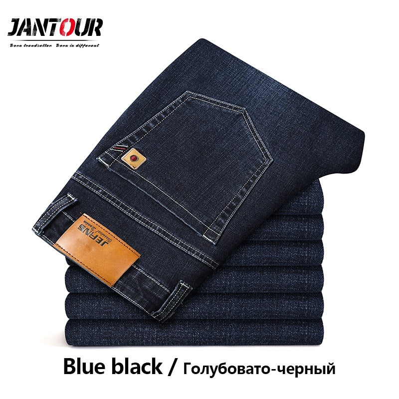 Cotton Men's Jeans Denim Pants Brand Classic Clothes Overalls Straight Trousers for Men Black Oversize Large Size 35 40 42 44 46