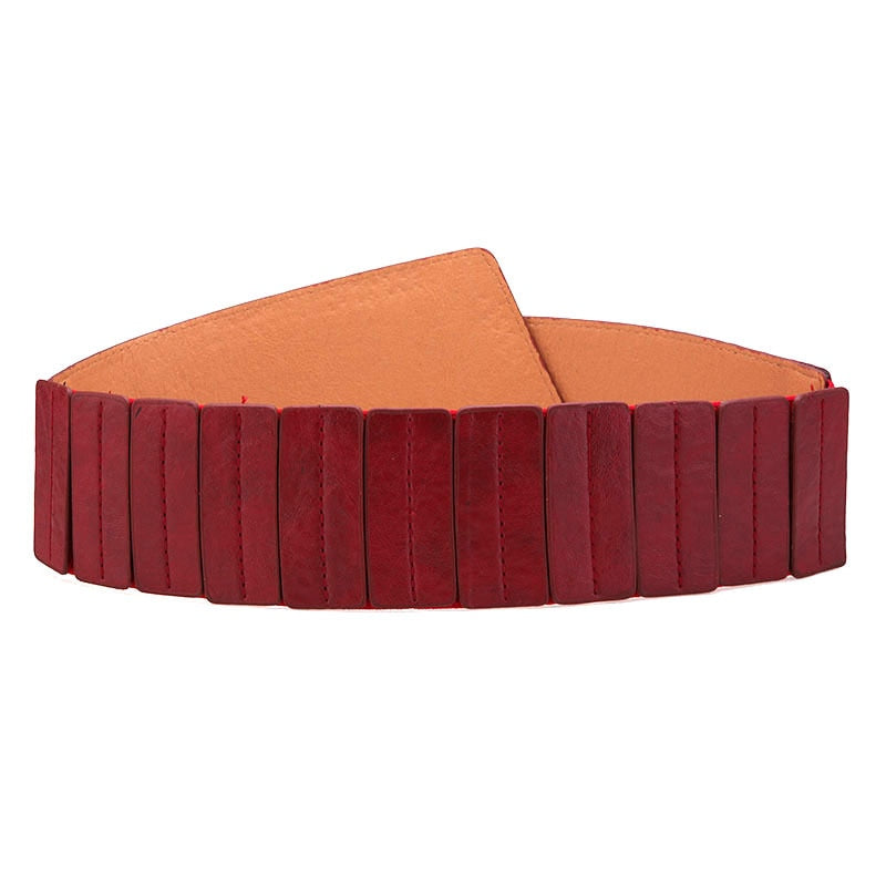 Fashion Wide Waist Belt Metal Round Buckle Punk Belts Stretchy Dress Waistband Pu Leather Cummerbunds European Style Lady Belts