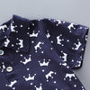 Baby Boy Clothing Sets Summer Toddler Boys Short Sleeve Crown Pattern Shirt Tops+ Denim Pants Kids Clothes Set Newborn Outfits