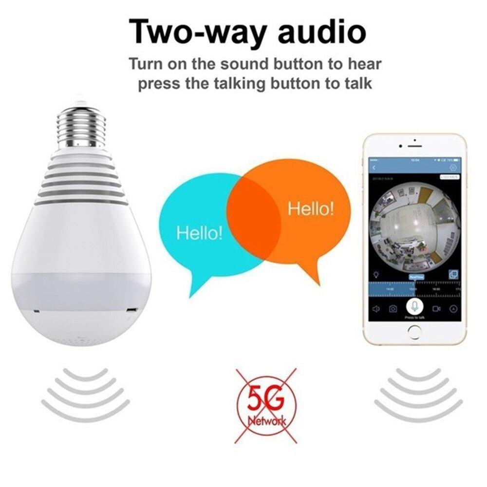 1080P HD WiFi IP Camera 360° Panoramic Fisheye Hidden cam Bulb Light Home Security Fisheye Bulb Lamp Night Vision Baby Monitor - Surprise store